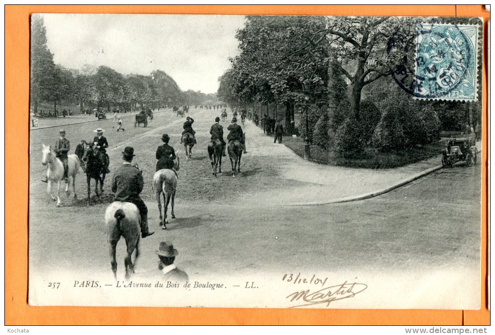 JUL153, Paris, Avenue Du Bois De Boulogne, Balade à Cheval, 257, Circulée 1904 Cachet Au Dos : Marcel Artis Paris 18ème - Autres & Non Classés