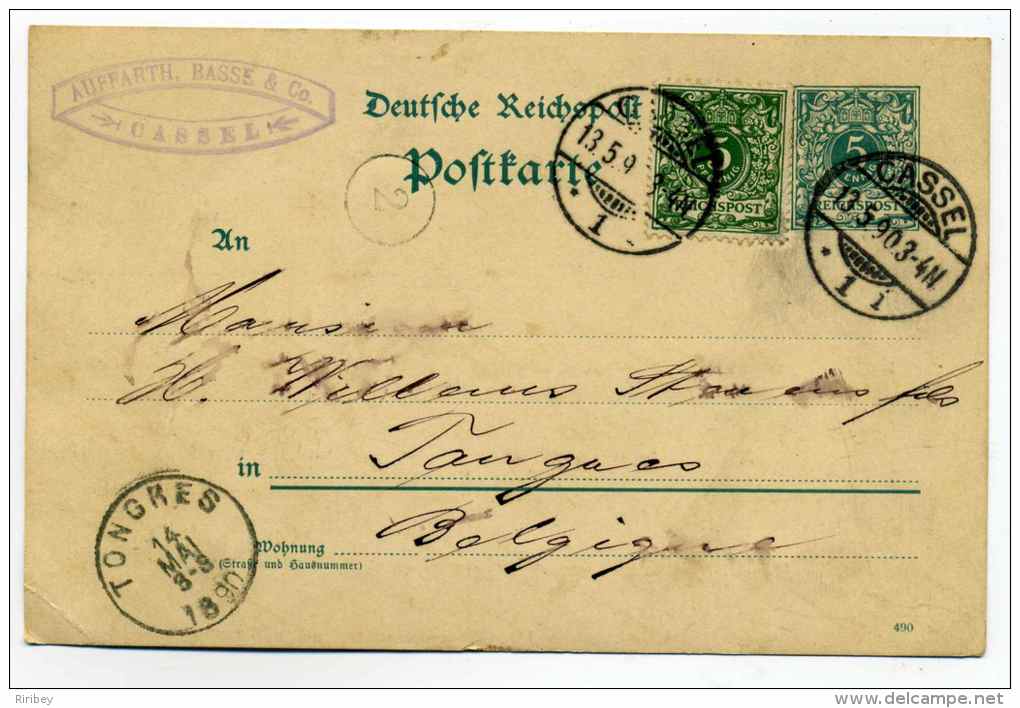 Letter From CASSEL / Germany / REICHPOST /  1890 / To Tongres Belgium - Briefe U. Dokumente