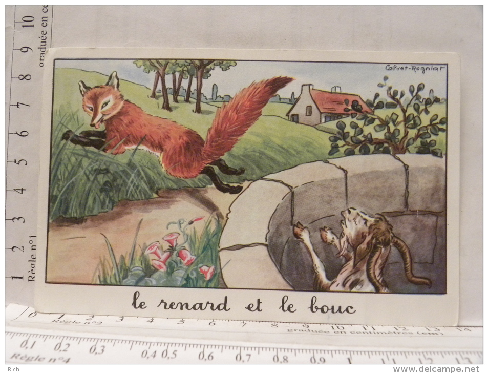 Image chromo Illustrateur Calvet Rogniat - Fables de la Fontaine - lot de 6 images (chat, belette, souriceau...)