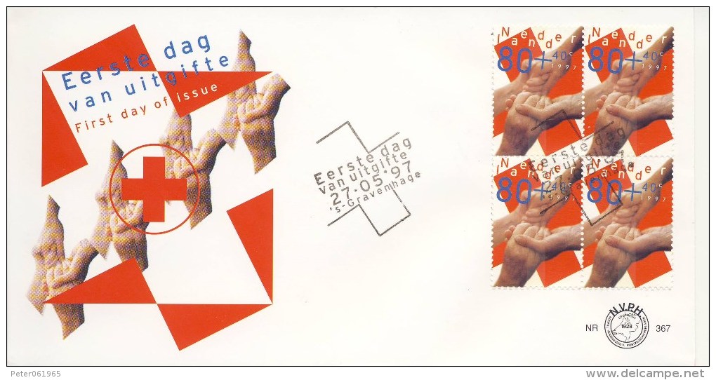 E367 Met Blok Van 4 - Blanco / Open Klep - FDC