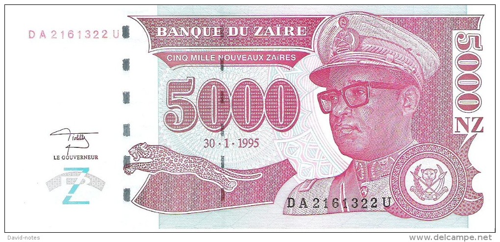 Zaire - Pick 69 - 5000 Nouveaux Zaires 1995 - Unc - Zaire