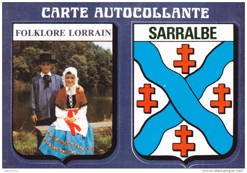 Carte Postale Autocollante, écusson Autocollant, Blason, Sarralbe, Folklore Lorrain - Sarralbe