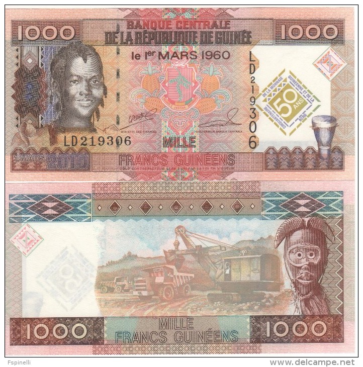 Commemorative  Attractive GUINEA  1'000  Francs Guinees   2010    P43   UNC - Guinée