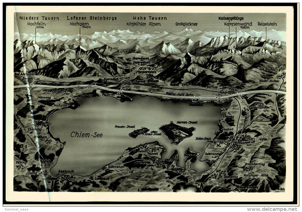 Chiemsee Panoramakarte -  Ansichtskarte Ca. 1952   (5513) - Traunstein