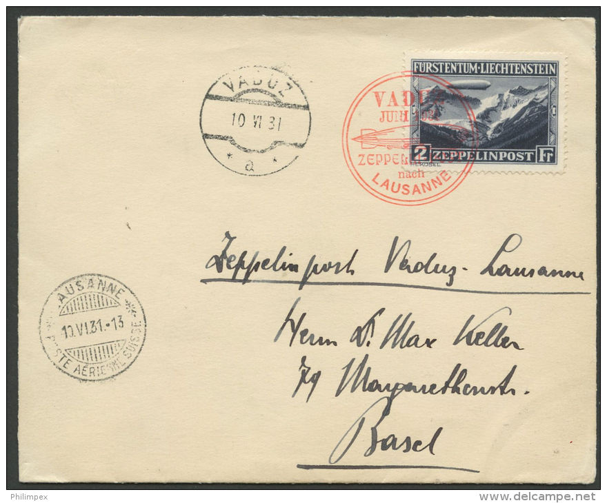 LIECHTENSTEIN, ZEPPELIN SET ON CARD AND COVER VFU USED - Poste Aérienne