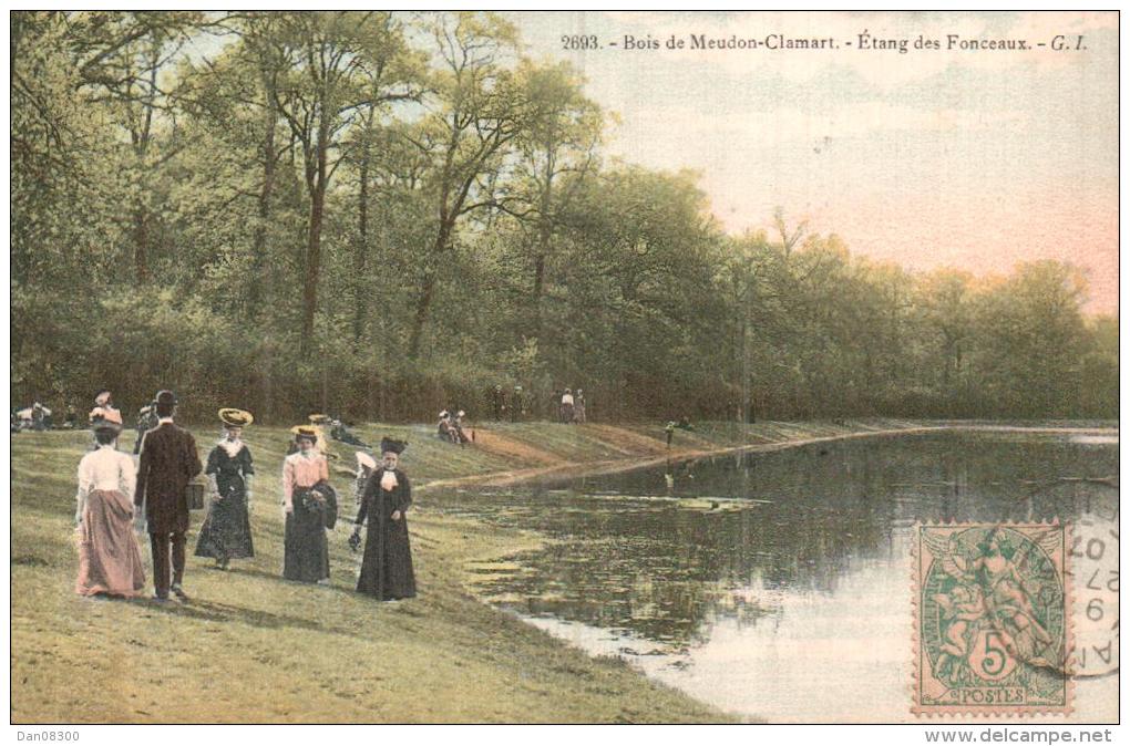 92 BOIS DE MEUDON CLAMART ETANG DES FONCEAUX ANIMEE CIRCULEE 1907 - Meudon