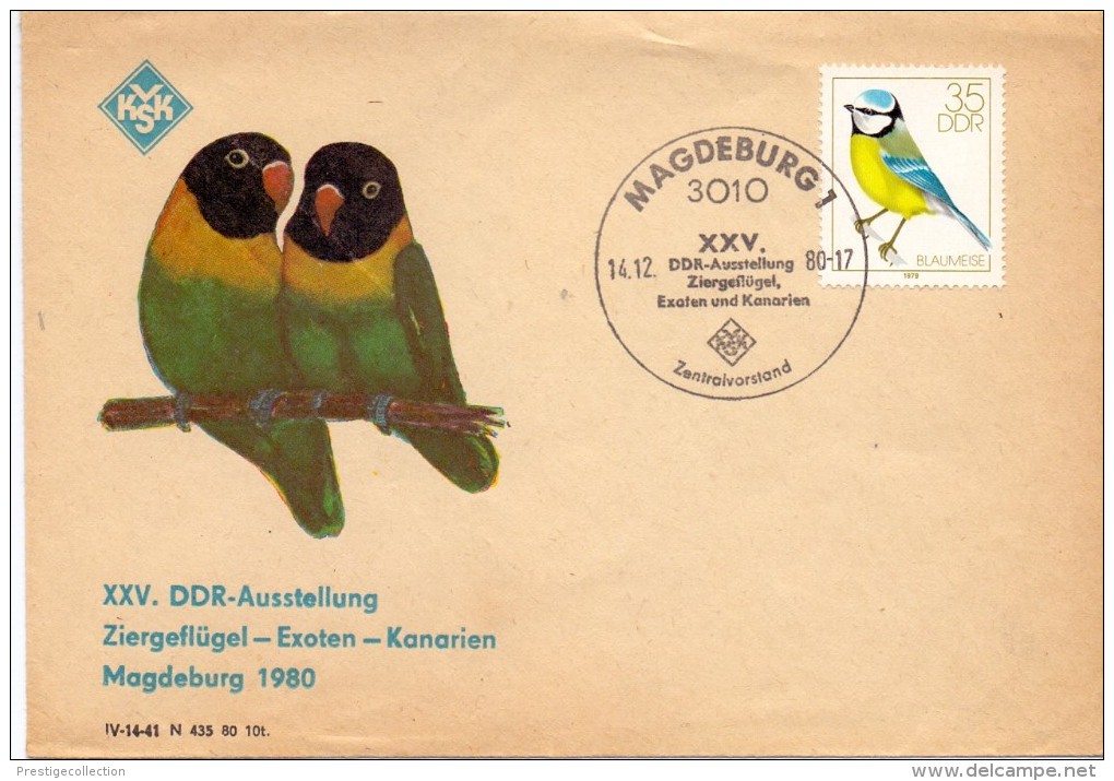 Fauna Birds XXV DDR-Austellung Ziergeflugel Exoten Kanarien , Magdeburg Special Cancelation (01.16franc0030) - Sobres - Usados