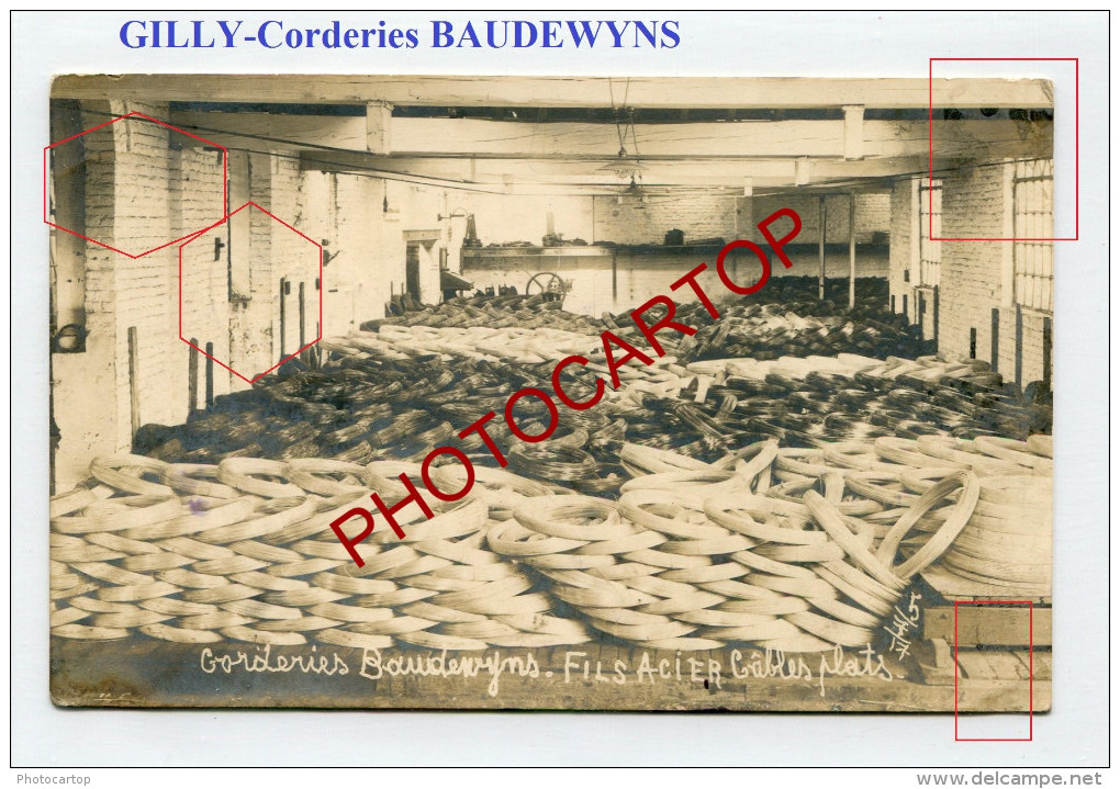 GILLY-Corderies Baudewyns-CACHET-!!-Carte Photo-Periode Guerre 14-18-1 WK-BELGIQUE-BELGIEN-Feldpost- - Charleroi