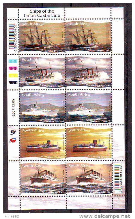 South Africa 2005 Y Ships Of The Union Castle Line Mi No 1769-73 Minisheet  MNH - Other & Unclassified