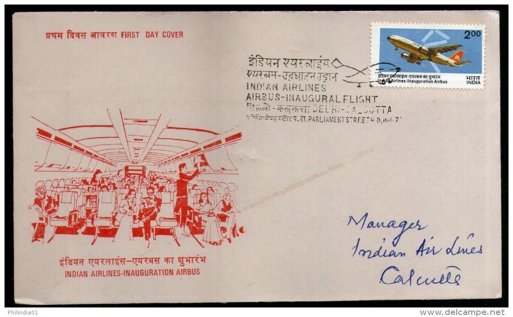 India 1976 Indian Airlines Airbus - Inaugural Flight DELHI - CALCUTTA Aviation Transport First Flight Cover # 16266 - Airmail