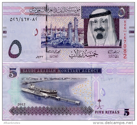 SAUDI ARABIA       5 Riyals       P-32[c]       2012 / AH1433       UNC - Arabie Saoudite