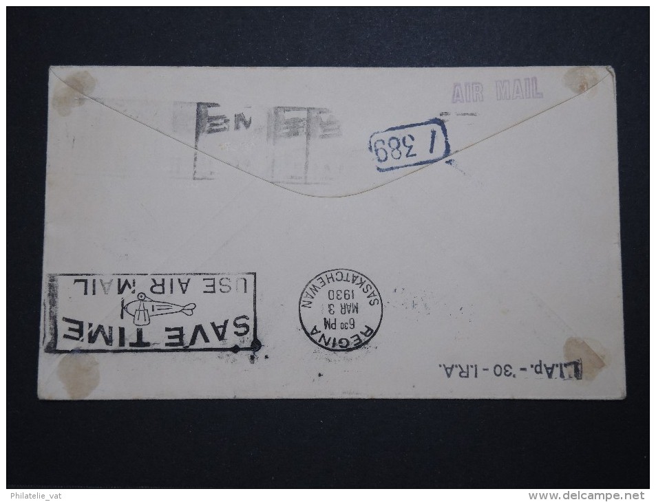 CANADA - Enveloppe 1er Vol Saskatoon / Régina  Pour La Hollande En 1930  - A Voir - Lot P14629 - Erst- U. Sonderflugbriefe