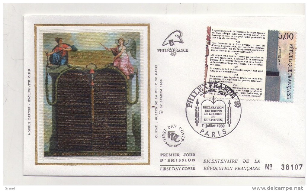 Philexfrance 1989-Bicentenaire Révolution Française-France 2596/9-FDC Soie-4p - Révolution Française