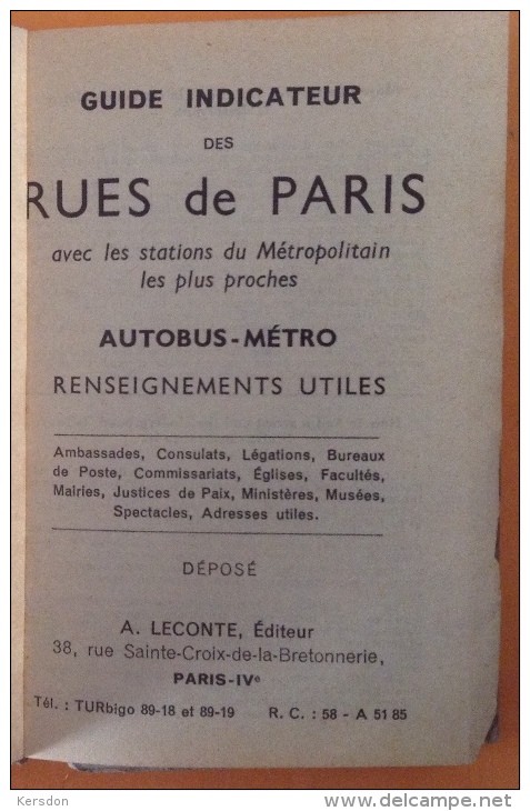 Plan De Paris - Leconte 2eme Trimestre 1964 - Autres & Non Classés