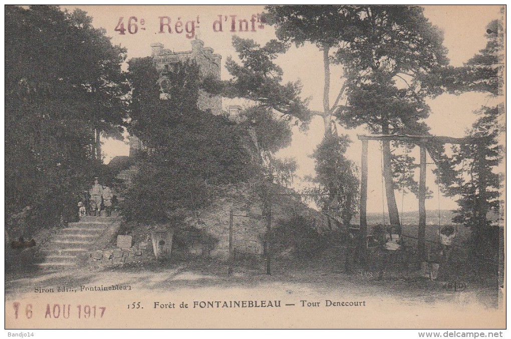 Fontainbleau - Cachet  46° Reg Infanterie - Lettre + Carte Postale - 1. Weltkrieg 1914-1918