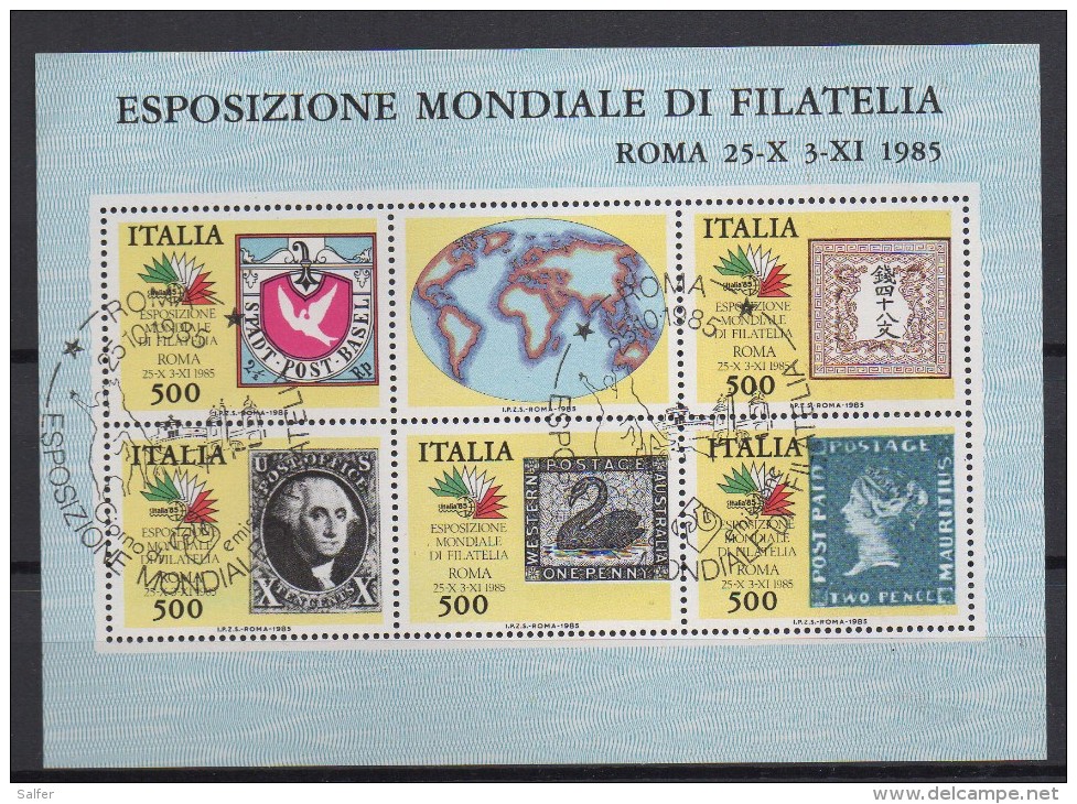 ITALIA  1985  EXPO MONDIALE DI FILATELIA   BF  Usato A.S. - Blocchi & Foglietti