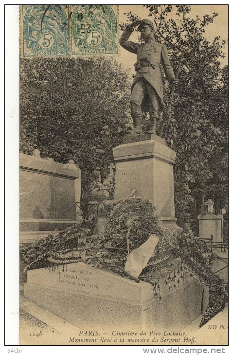 CPA (paris 20eme B.bur)LE PERE LACHAISE (cimetiere) Monument Elevé A La Memoire Du Sergent Hoff - Arrondissement: 20