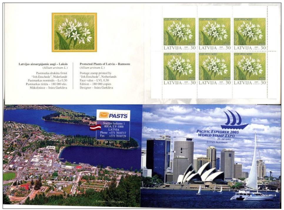 Latvia 2005 Sydney Stamp Exhibition Booklet. Flowers. - Lettonie