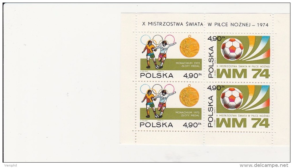 POLOGNE -BLOC FEUILLET N°65 COUPE DU MONDE DE FOOTBALL 1974. NEUF - COTE : 18,50 € - Blocs & Feuillets