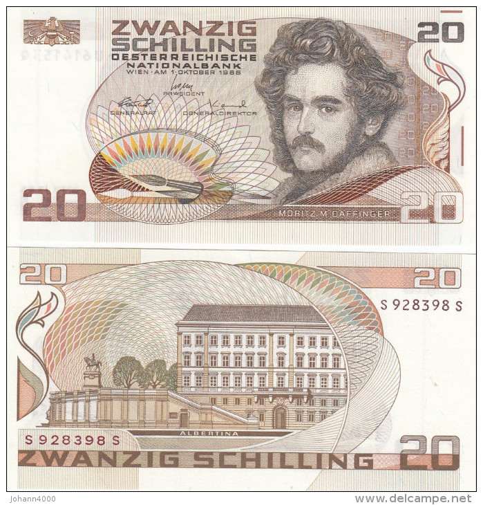 20 Schilling Banknote Österreich Moritz M Daffinger  Bankfrisch - Oesterreich