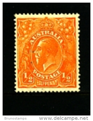 AUSTRALIA - 1923  KGV HEAD  1/2 D  ORANGE  SINGLE CROWN  INVERTED WMK  MINT  SG 56 - Ungebraucht