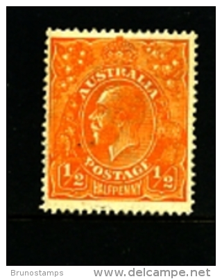 AUSTRALIA - 1923  KGV HEAD  1/2 D  ORANGE  SINGLE CROWN  WMK  MINT  SG 56 - Neufs