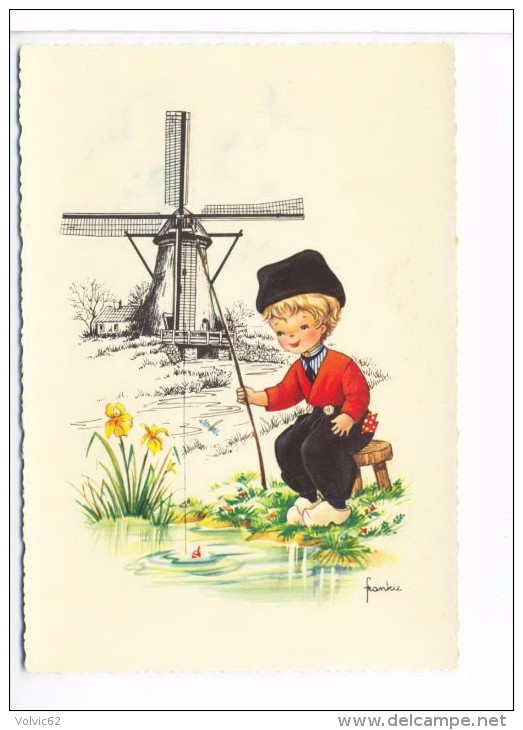 Lot De 3 Cartes Illustrateur Frankie Garçon Fille Hollande  Moulin - Sonstige & Ohne Zuordnung