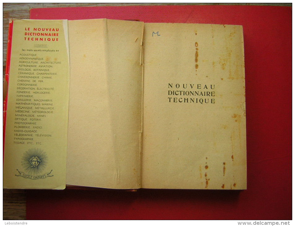 FRANCOIS DUFOUR  NOUVEAU DICTIONNAIRE TECHNIQUE  GUY LE PRAT EDITIEUR 1948   AVEC JAQUETTE  AVIATION  ARCHITECTURE CONS - Wörterbücher