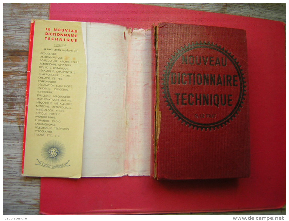 FRANCOIS DUFOUR  NOUVEAU DICTIONNAIRE TECHNIQUE  GUY LE PRAT EDITIEUR 1948   AVEC JAQUETTE  AVIATION  ARCHITECTURE CONS - Woordenboeken