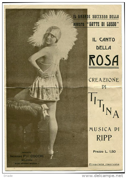 RIVISTA GATTE DI LUSSO IL CANTO DELLA ROSA CANTANTE TITINA MUSICA RIPPO INCISIONE COCCHI BOLOGNA MUSICA - Musique