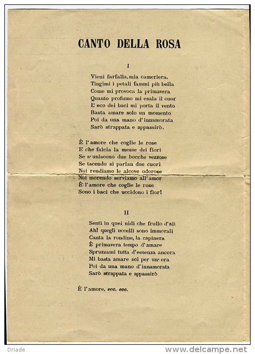 RIVISTA GATTE DI LUSSO IL CANTO DELLA ROSA CANTANTE TITINA MUSICA RIPPO INCISIONE COCCHI BOLOGNA MUSICA - Musique