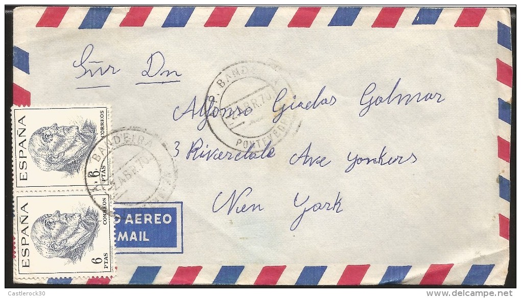 RE)1970 SPAIN, SAINT IDELFONSO, STRIP OF 2, CIRCULATED COVER TO USA, XF - Used Stamps