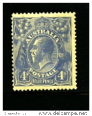 AUSTRALIA - 1922  KGV HEAD  4d  BLUE  SINGLE CROWN  WMK  MINT SG 65 - Nuevos
