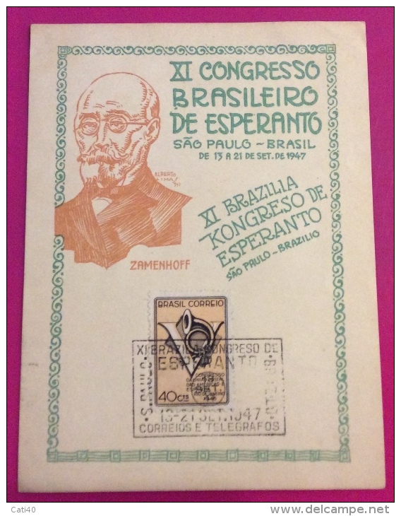 ESPERANTO - XI CONGRESSO BRASILEIRO DE ESPERANTO  SAO PAULO - BRASIL  1947 - Esperanto