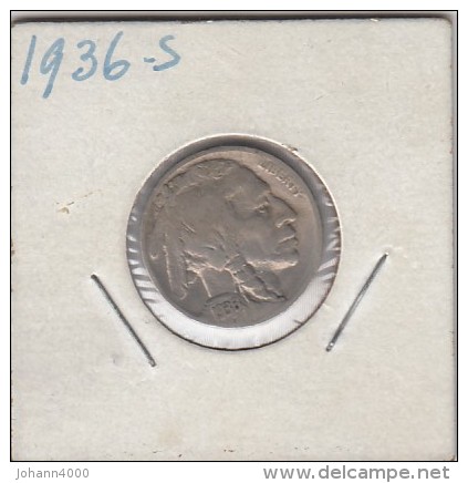 Five Cent Buffalo 1936  Präg S  RAR - 1913-1938: Buffalo