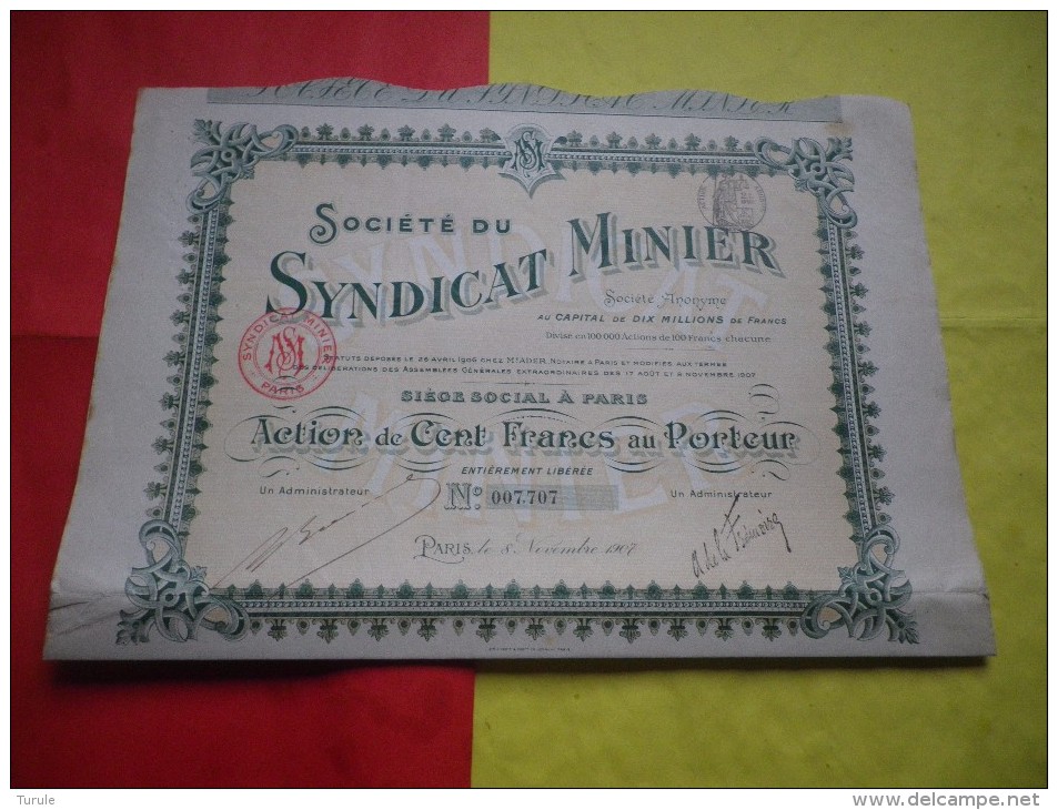 SYNDICAT MINIER (1907) - Other & Unclassified