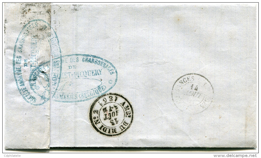 BELGIQUE LETTRE AFFRANCHIE AVEC LE N°8 OU LE N°12 OBLITERATION 83 DEPART MONS 13-8-61 POUR LA FRANCE - Postmarks - Lines: Perceptions