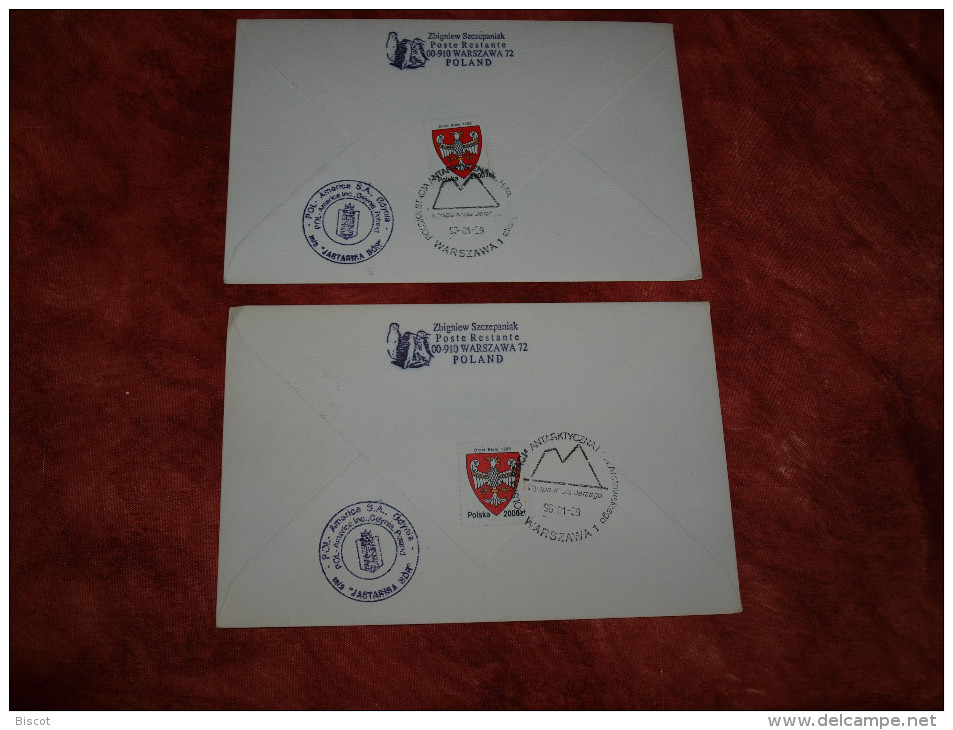 2 Enveloppes Base Antarctique Polonaise ARCTOWSki  Cachet Warsovie 1996 Navire Akademik Nauk - Bases Antarctiques