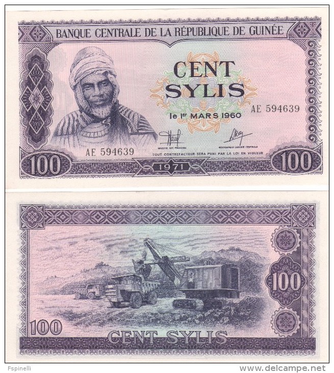 GUINEA  100  Sylis   1971   P19    AUNC - Guinée