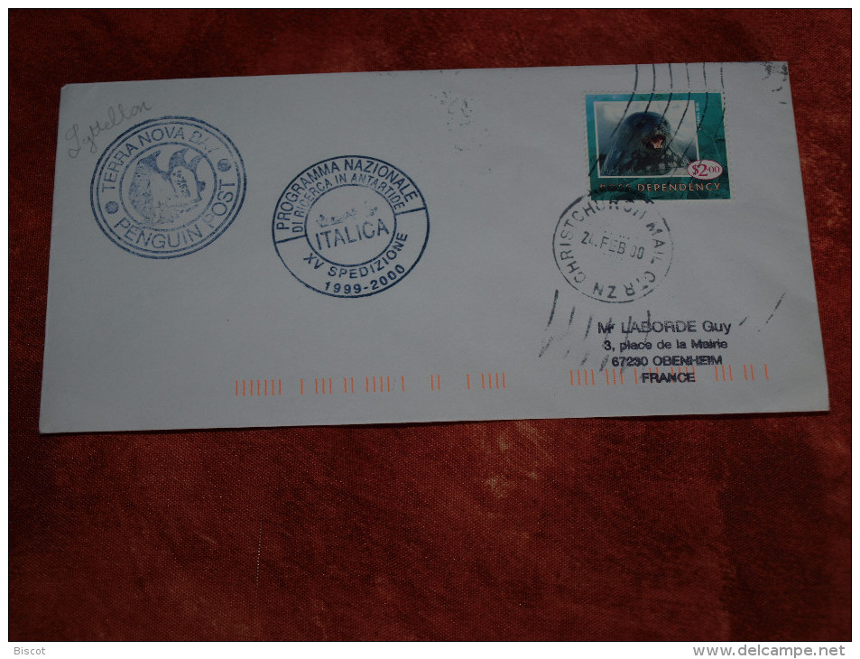 Nouvelle Zélande 2000 Cachet Mission Italienne Enveloppe Ayant Voyagé - Bases Antarctiques