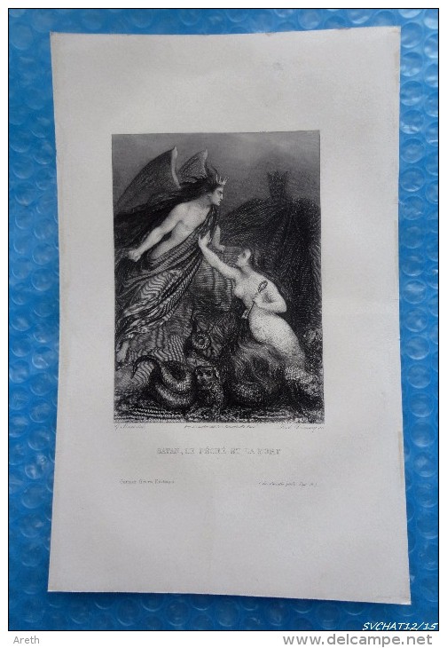 Gravure Ancienne :Satan, Le Péché Et La Mort  -D´aprés Staal Del -  Ferd. Delannoy Sculpteur - Estampes & Gravures