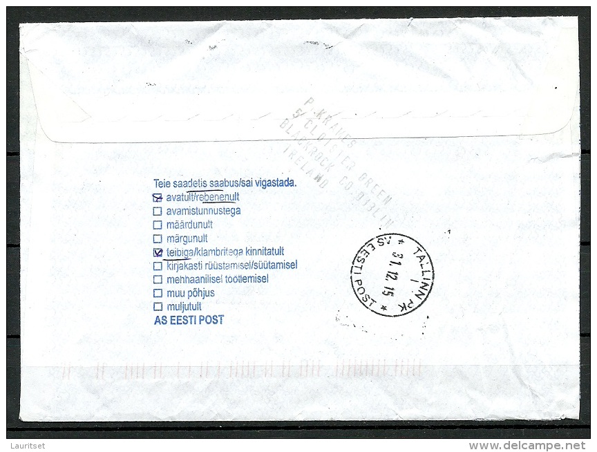 IRLAND IRELAND 2015 Air Mail Letter To Estonia - Brieven En Documenten