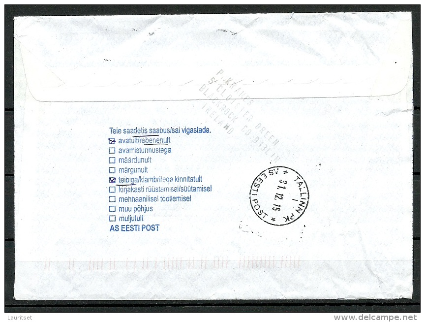 IRLAND IRELAND 2015 Air Mail Letter To Estonia - Cartas & Documentos