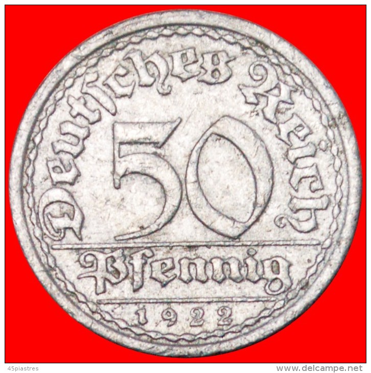 &#9733;WHEAT SHEAF: GERMANY &#9733; 50 PFENNIG 1922A!  LOW START&#9733; NO RESERVE! - 50 Rentenpfennig & 50 Reichspfennig