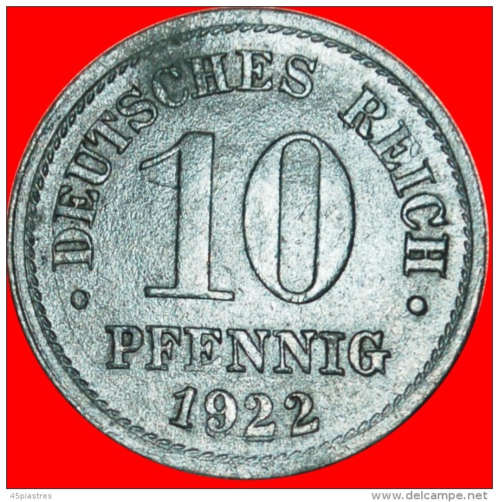 &#9733;EAGLE: GERMANY &#9733; 10 PFENNIG 1922 DOUBLE REVERSE!  LOW START&#9733; NO RESERVE! Wilhelm II (1888-1918) - 10 Rentenpfennig & 10 Reichspfennig