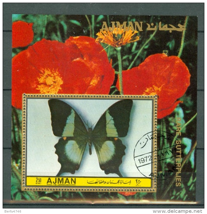 Ajman 1970/1972 4 Bloc ( 3 Scans ) Butterflies/ Papillons/ Vlinders  Used - Ajman