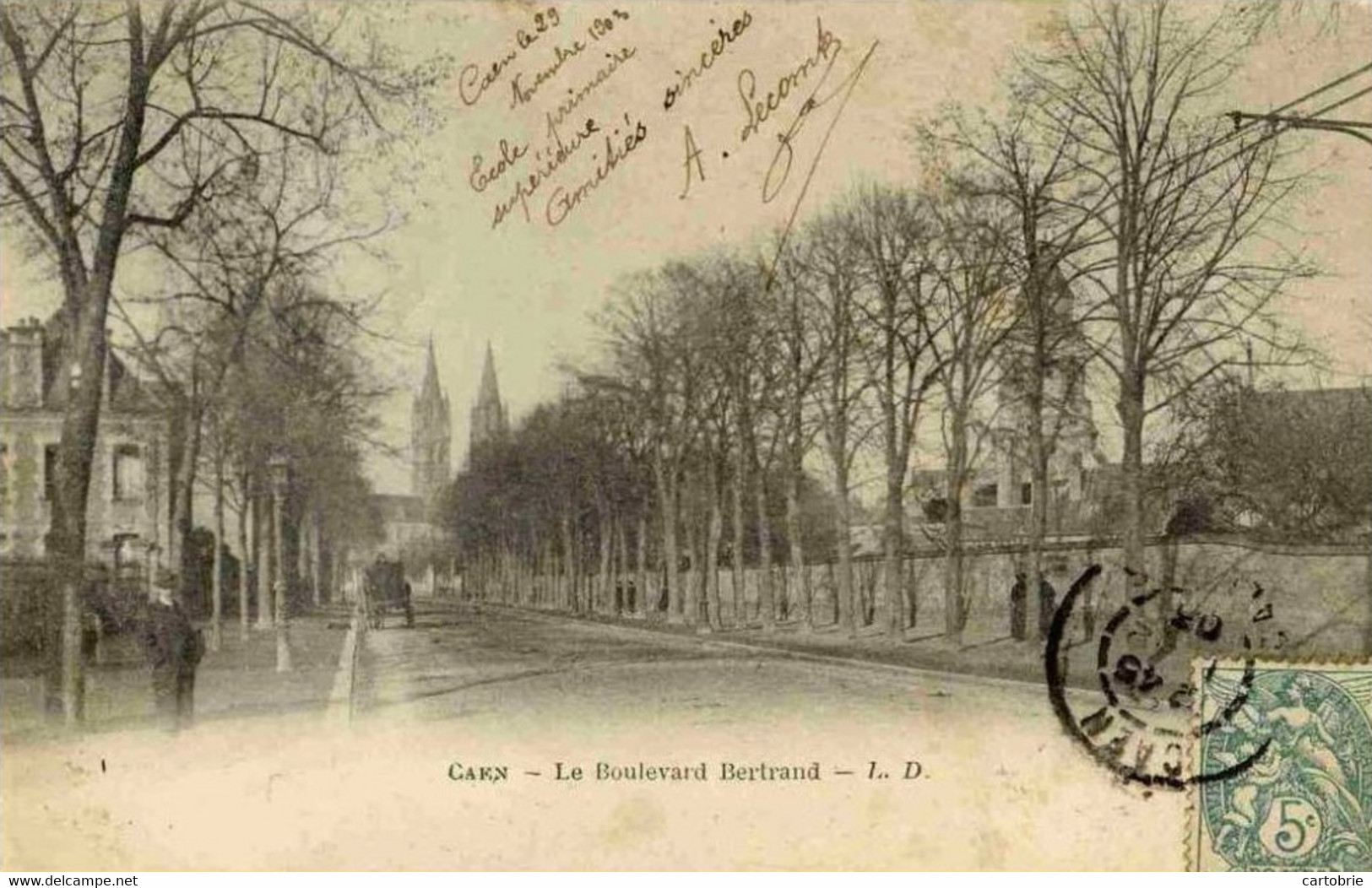 Dépt 14 - CAEN - Le Boulevard Bertrand - Carte Précurseur (dos 1900) - Caen