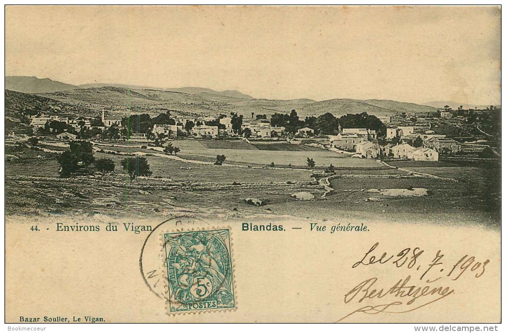 CPA Du GARD   BLANDAS PRECURSEUR VUE GENERALE Environ Du Vigan Voyagée Le 28/7/1905 - Other & Unclassified