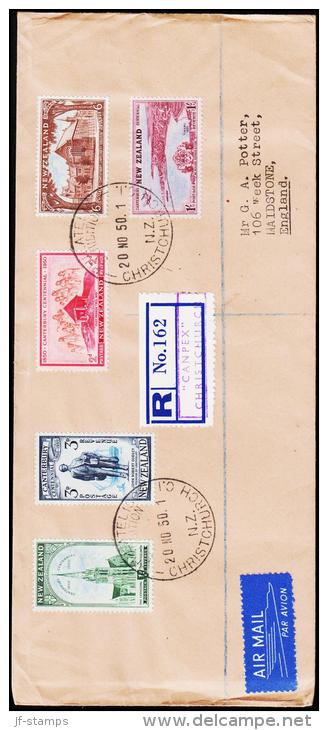 1950. CANTERBURY 5 Ex FDC CHRISTCHURCH 20 NO 50.  (Michel: 312-316) - JF190403 - FDC