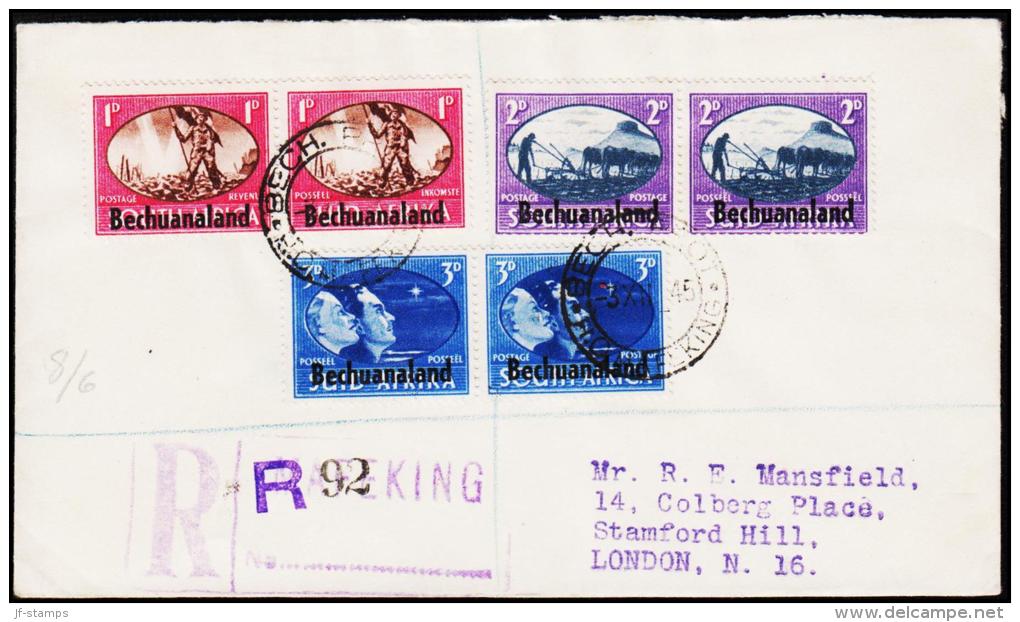 1945. 2WW 3x 2 Ex. Bechuanaland FDC MAFEKING 3.XII 45.  (Michel: 112-117) - JF190400 - Sonstige & Ohne Zuordnung